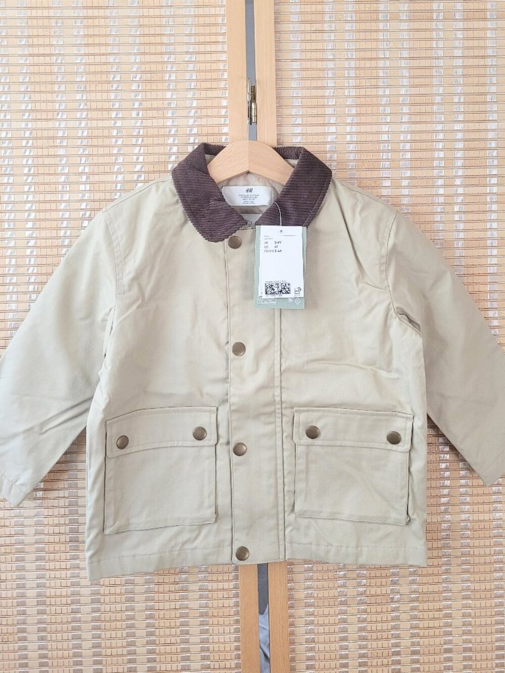 H&M Kids Beige Jacket with Corduroy Collar